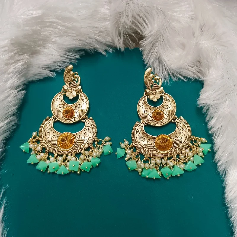 women’s statement diamond earrings-Darshana Jewels Crystal Stone Gold Plated Dangler Earrings