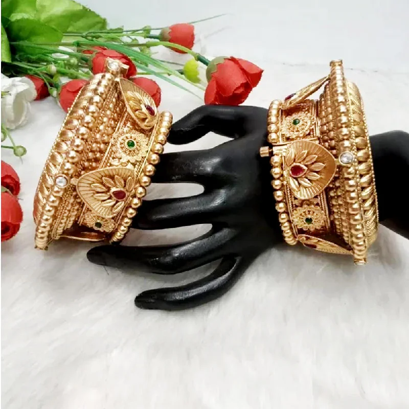 women’s luxury gold bangle-Lucentarts Jewellery Gold Plated Openable Bangle Set