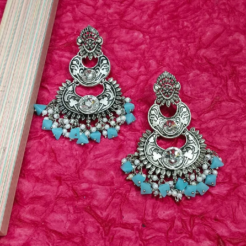 women’s evening earrings-Darshana Jewels Crystal Stone Silver Plated Dangler Earrings