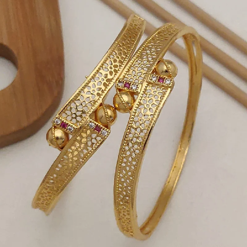 women’s engraved bangle-H K Fashion Gold Plated Bangle Set