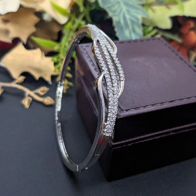 women’s chic bracelet-Aamrapali Silver Plated AD Bangle