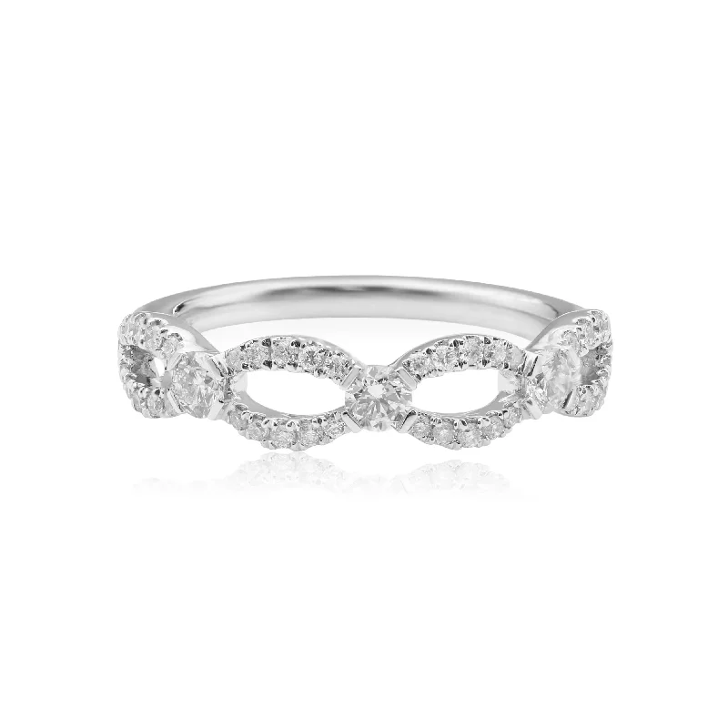 women’s platinum diamond engagement ring-Open Ovals Diamond Ring