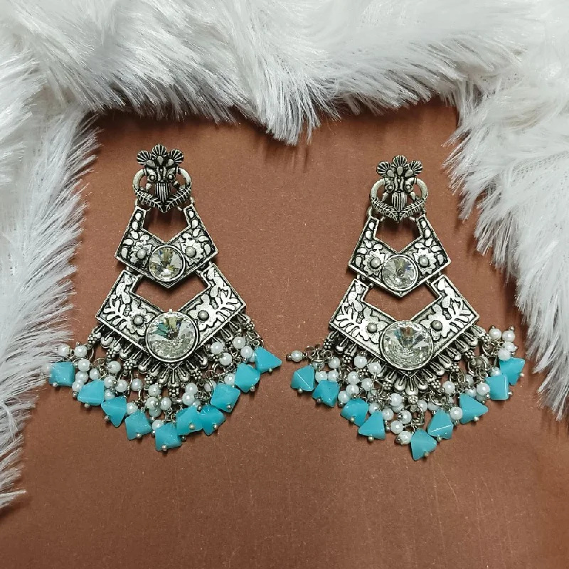 women’s adjustable earrings-Darshana Jewels Crystal Stone Silver Plated Dangler Earrings