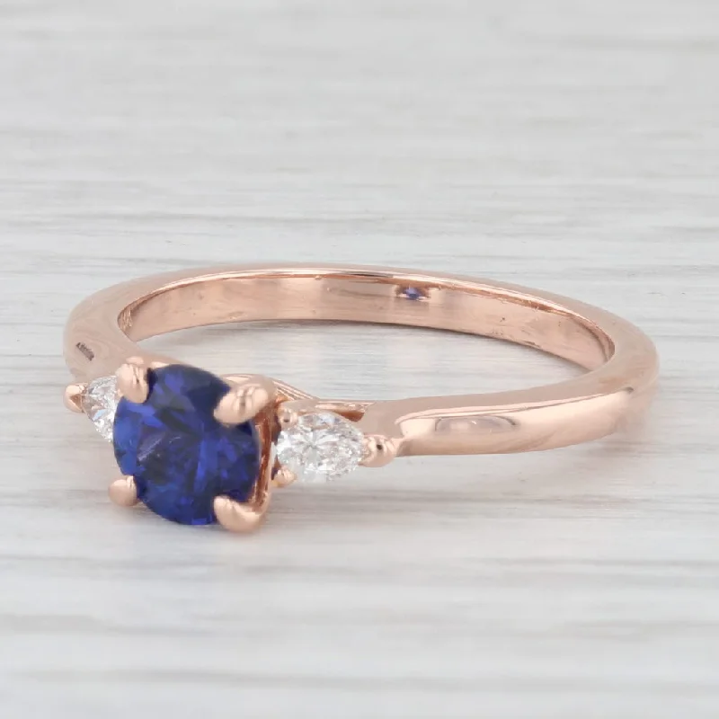 women’s elegant engagement ring-0.92 ctw Lab Created Sapphire Diamond Ring 14K Rose Gold Size 6.5