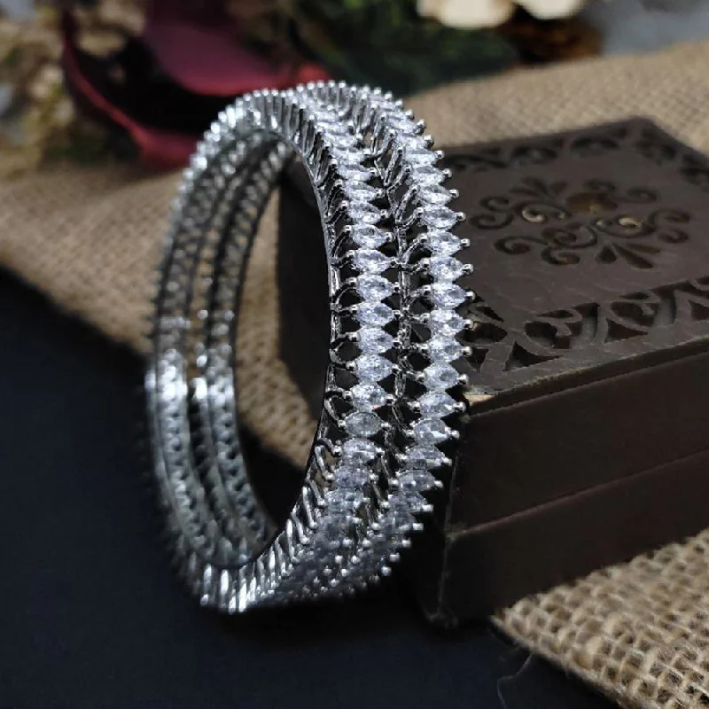 women’s cuff bracelet-Aamrapali Silver Plated AD Bangle