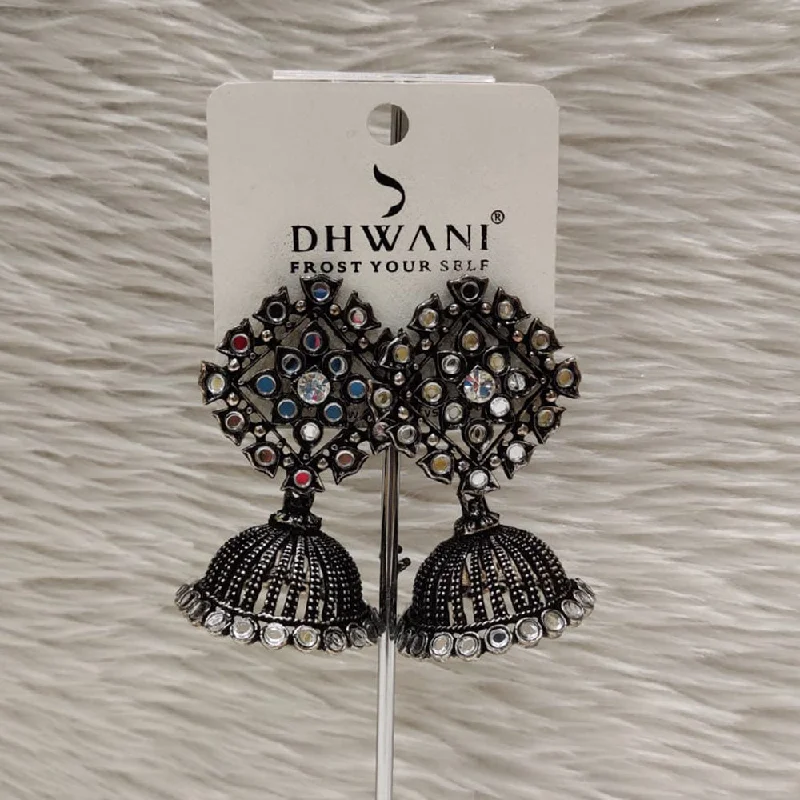 women’s gold crystal earrings-Dhwani Black Polish Mirror Dangler Earrings