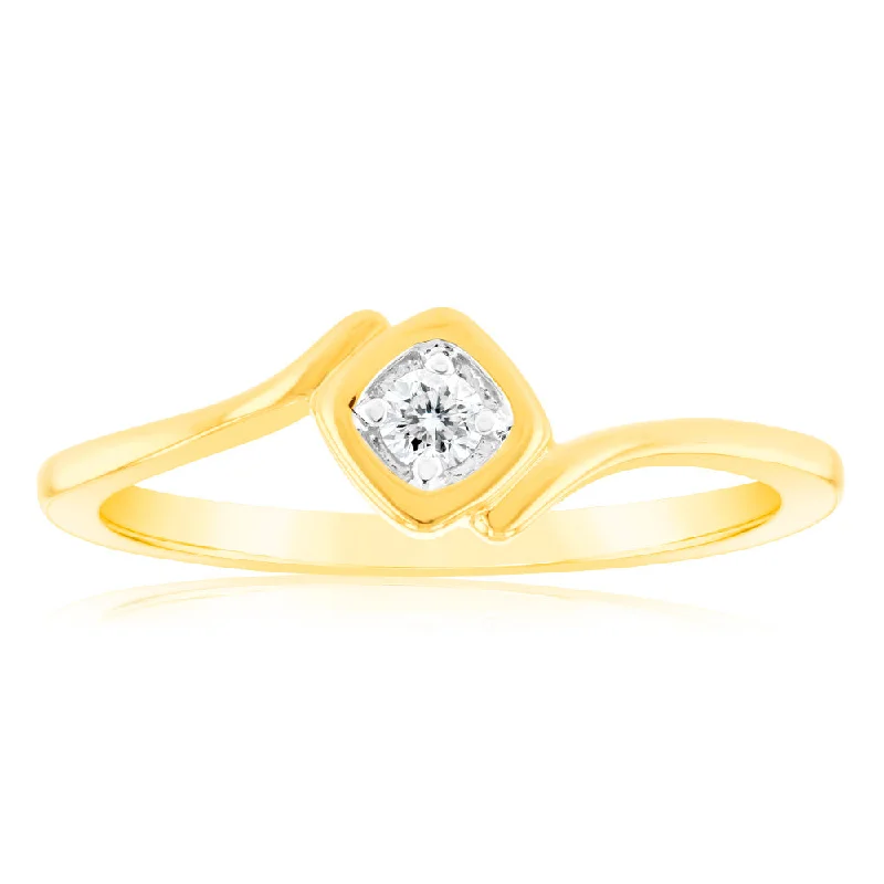 women’s luxury diamond engagement set-Luminesce Lab Grown Single Diamond Ring In 9ct Yellow Gold