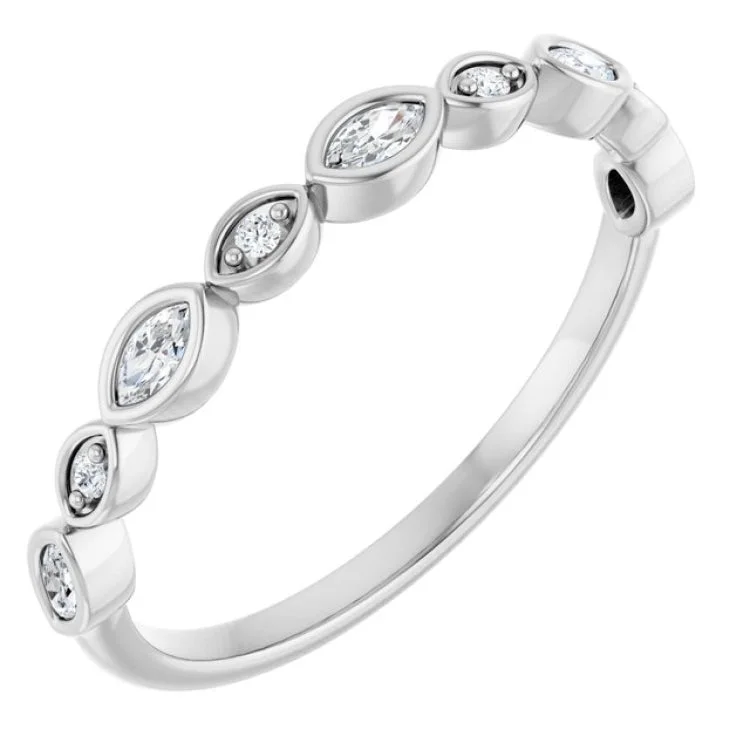 women’s solitaire diamond ring-Platinum 1/5 CTW Lab-Grown Diamond  Anniversary Band