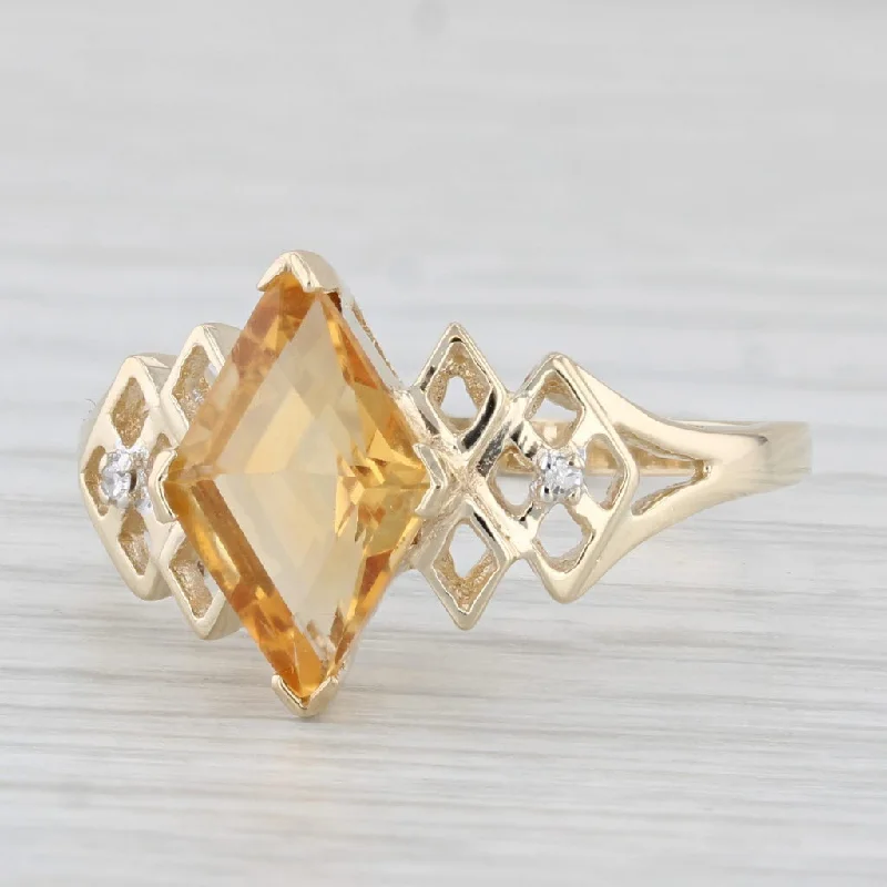 women’s luxury sapphire engagement ring-1.75ct Orange Citrine Diamond Ring 10k Yellow Gold Size 10