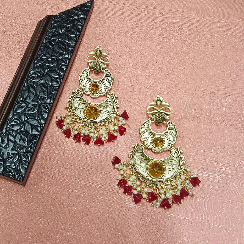 women’s emerald earrings-Darshana Jewels Crystal Stone Gold Plated Dangler Earrings