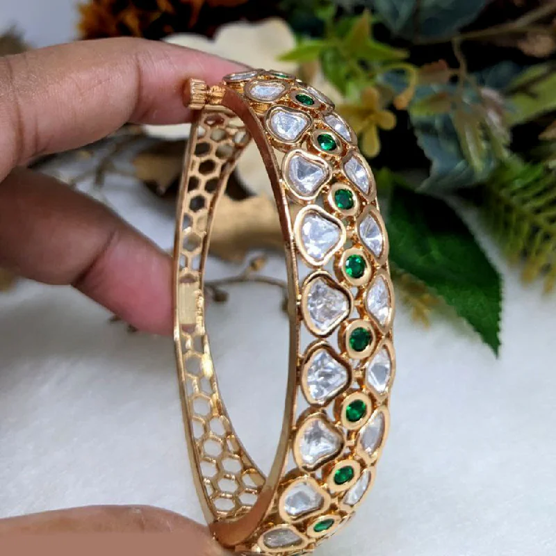 women’s gemstone bangle-Aamrapali Gold Plated Kundan Openable Bangle