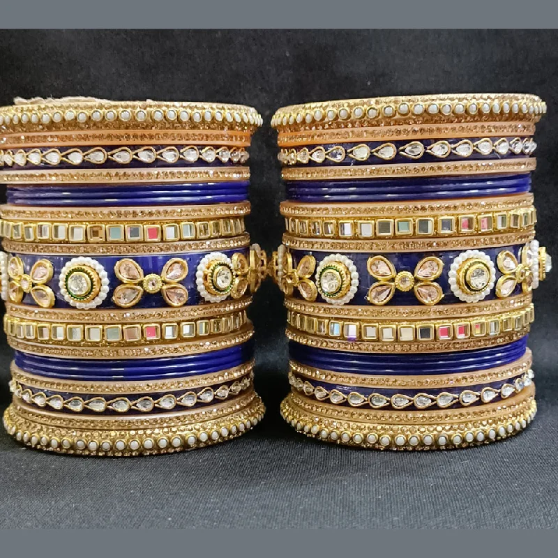 women’s charm bangle-Manisha Jewellery Gold Plated Acrylic Bangles Set