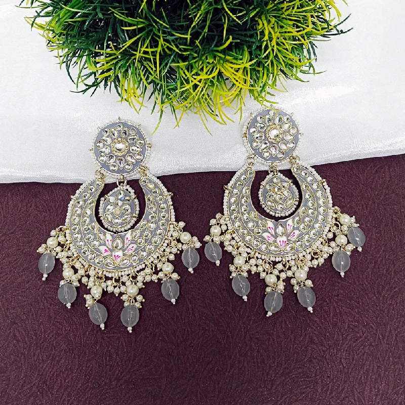 women’s opal earrings-Darshana Jewels Gold Plated Kundan And Meenakari Dangler Earrings