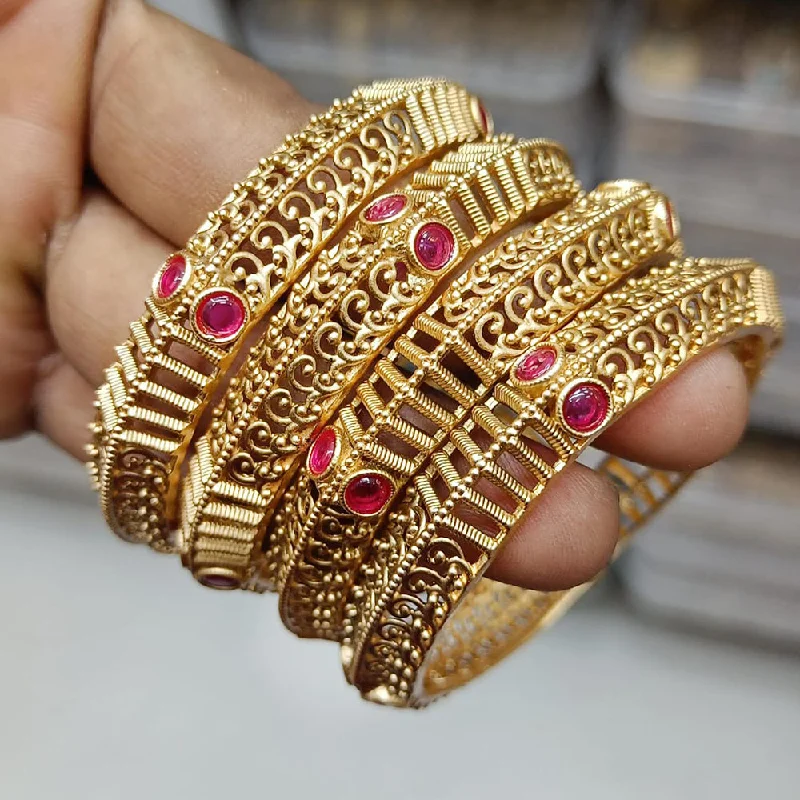 women’s gold bangle-Rani Sati Jewels Gold  Plated Pota  Bangles Set