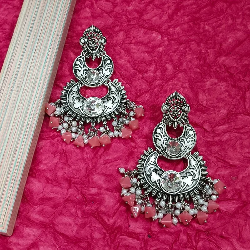 women’s vintage diamond earrings-Darshana Jewels Crystal Stone Silver Plated Dangler Earrings