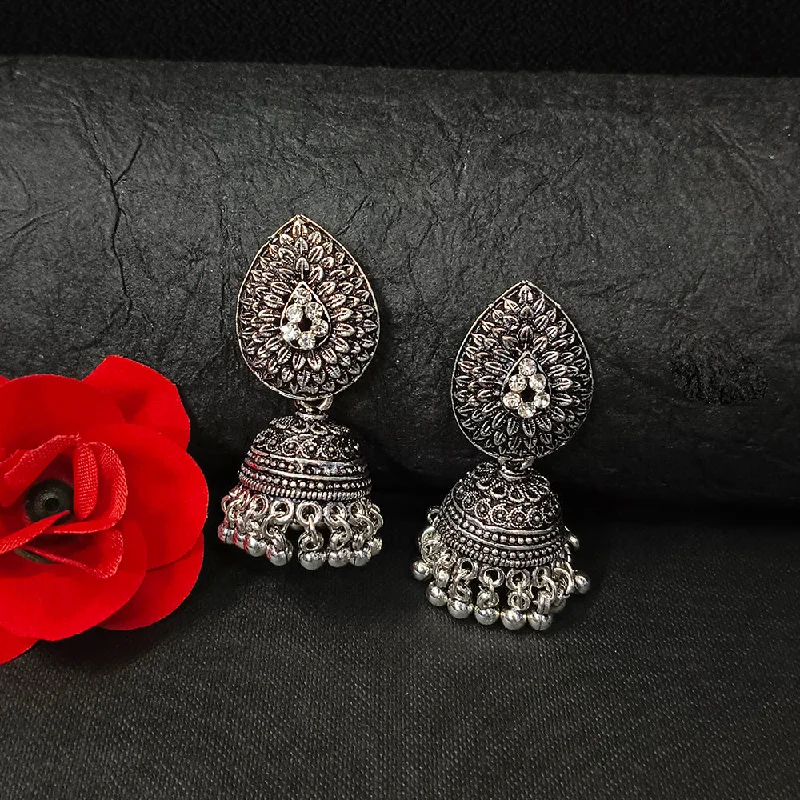 women’s heart-shaped earrings-Darshana Jewels Oxidised Plated Jhumki Earrings