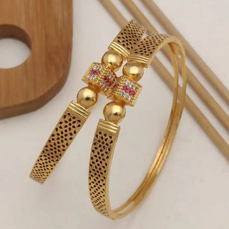 women’s customized bracelet-H K Fashion Gold Plated Bangle Set