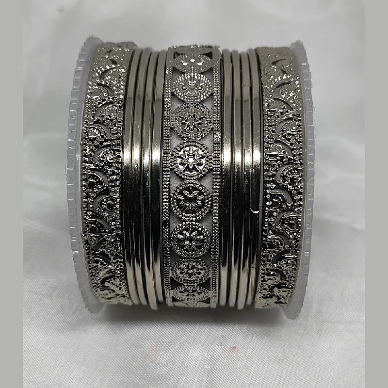 women’s wedding bracelet-Shree Asha Bangles Oxidised Plated Bangles Set