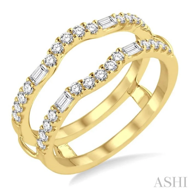 women’s solitaire ring-1/2 Ctw Baguette and Round Cut Diamond Insert Ring in 14K Yellow Gold