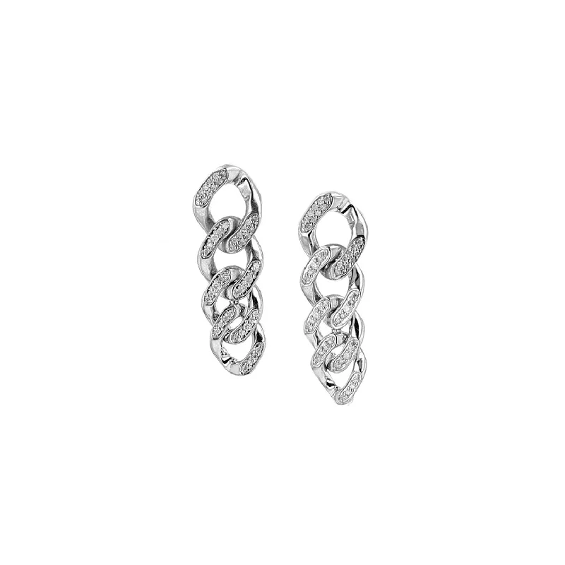 women’s vintage diamond earrings-Curb Chain Link Diamond Earrings  E00600BG