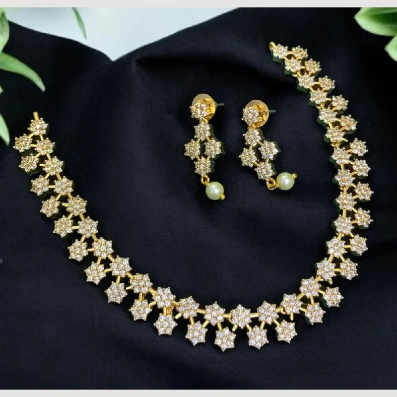 women’s luxury necklace-Sona Creation Gold Plated Austrian Stone Necklace Set