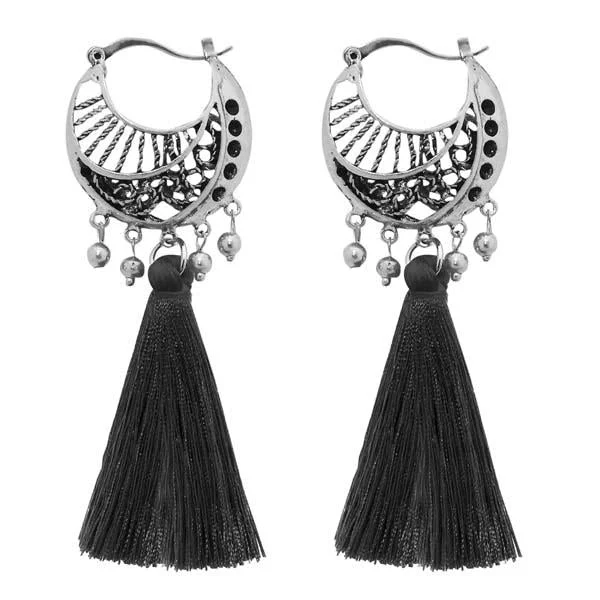 women’s platinum earrings-Jeweljunk Gold Plated Black Thread Earrings - 1310954A