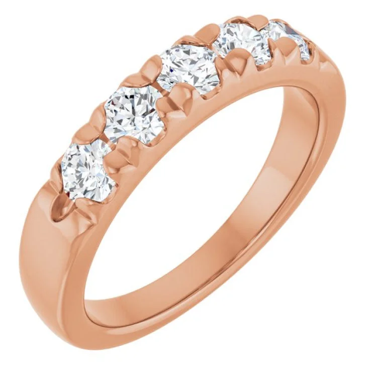 women’s round diamond ring-14K Rose 3/4 CTW Lab-Grown Diamond  French-Set Anniversary Band