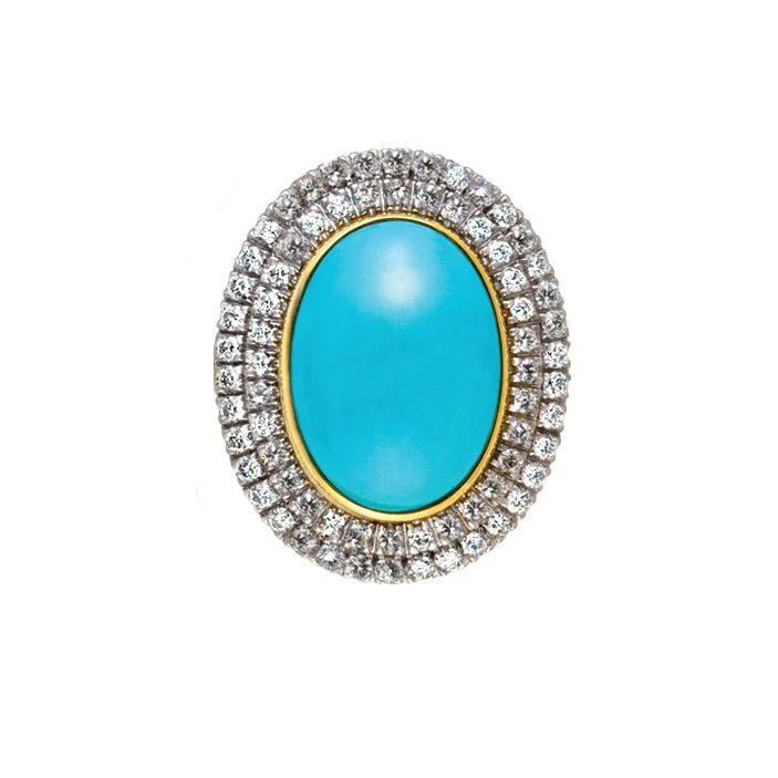 women’s boho engagement ring-Turquoise and Diamond Ring