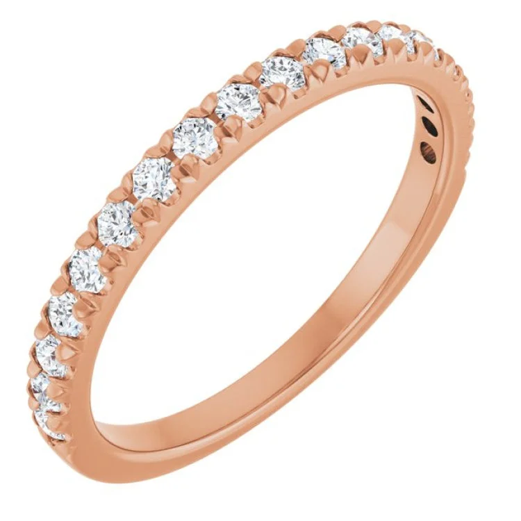 women’s unique engagement ring-14K Rose 1/3 CTW Lab-Grown Diamond French-Set Anniversary Band