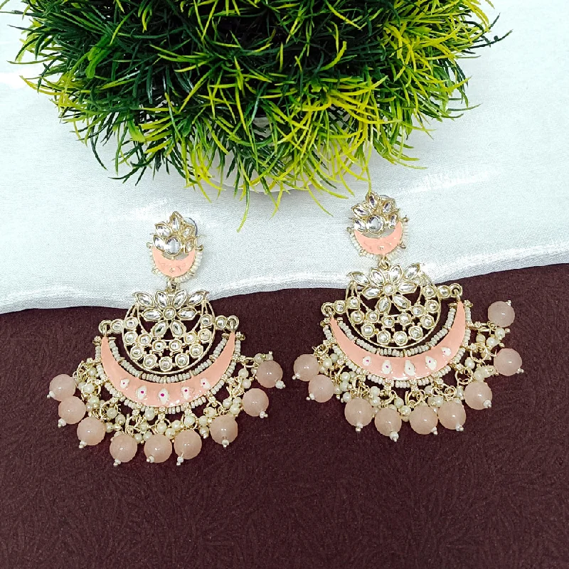 women’s bridal earrings-Darshana Jewels Gold Plated Kundan Stone And Meenakari Dangler Earrings