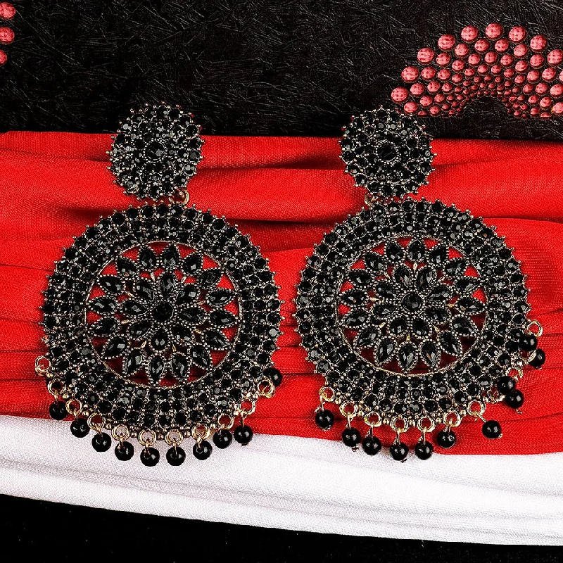 women’s wedding hoop earrings-Subhag Alankar Black Gola Stone earrings for Girls and Women, Alloy Chandbali Earring