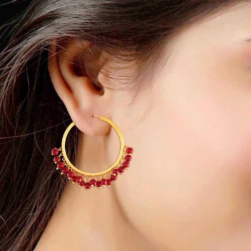 women’s hoop earrings-Etnico Gold Plated Chandbali Hoop Earrings Handcrafted with pearl for Women/Girls (E2628M)