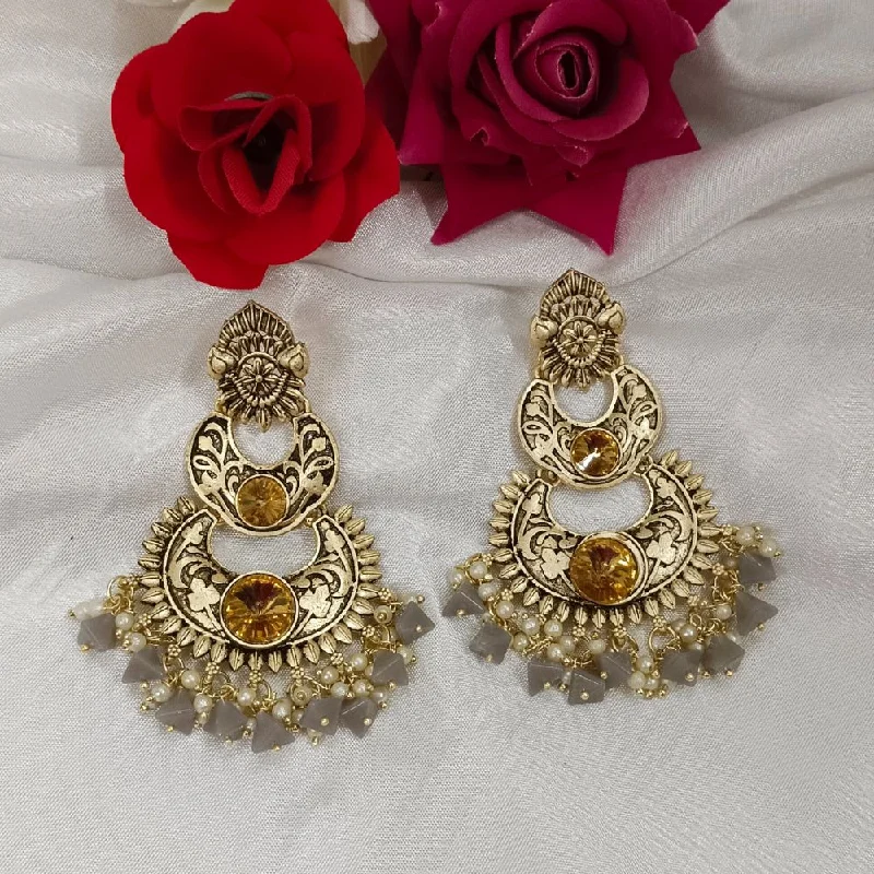 women’s designer earrings-Darshana Jewels Crystal Stone Gold Plated Dangler Earrings