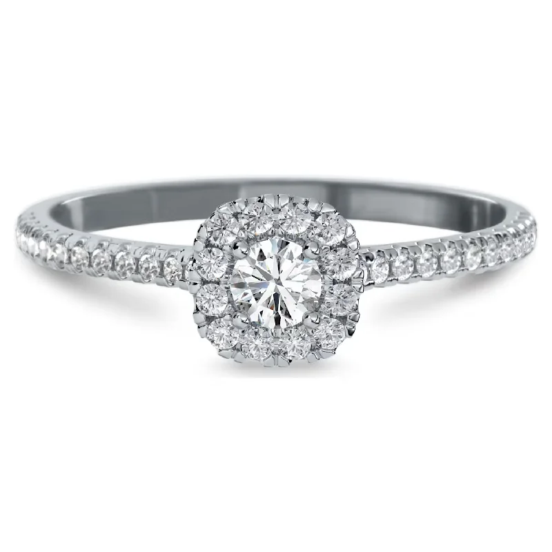 women’s cushion cut diamond ring-Swarovski Essentials Cushion Halo Diamond Ring Sterling Silver