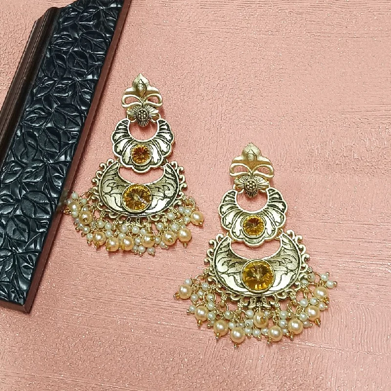 women’s custom earrings-Darshana Jewels Crystal Stone Gold Plated Dangler Earrings