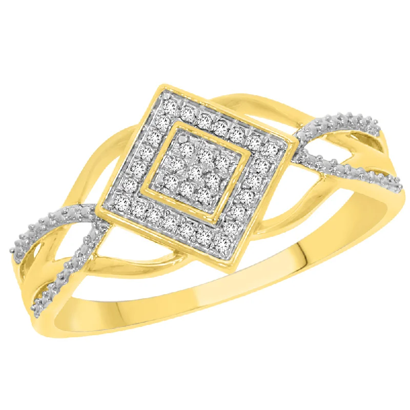 women’s sapphire and diamond engagement ring-9ct Yellow Gold Split Shank Diamond Ring with 33 Brilliant Cut Diamonds