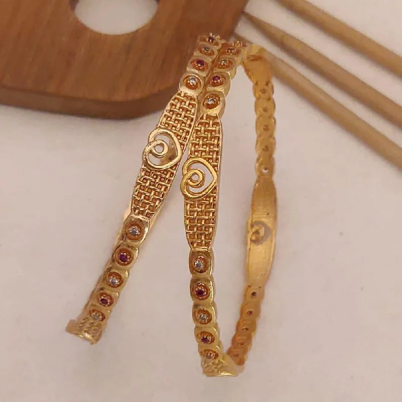 women’s luxury tennis bracelet-H K Fashion Gold Plated Bangle Set