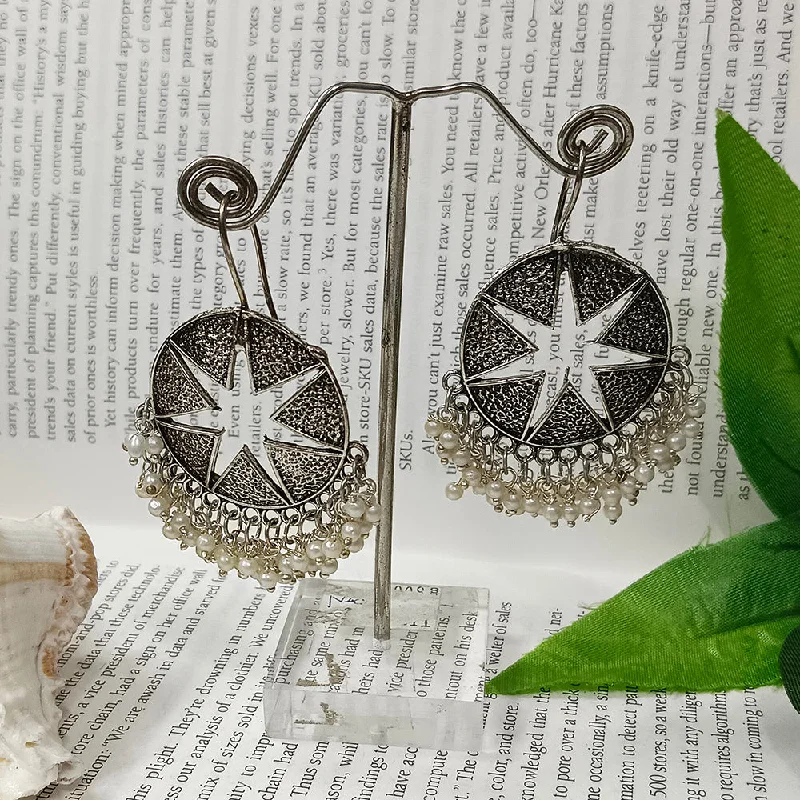 women’s silver statement earrings-Darshana Jewels Oxidised Plated Dangler Earrings