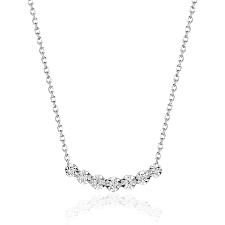 women’s chunky chain necklace-Luvente 14k Diamond Bar Necklace N03229