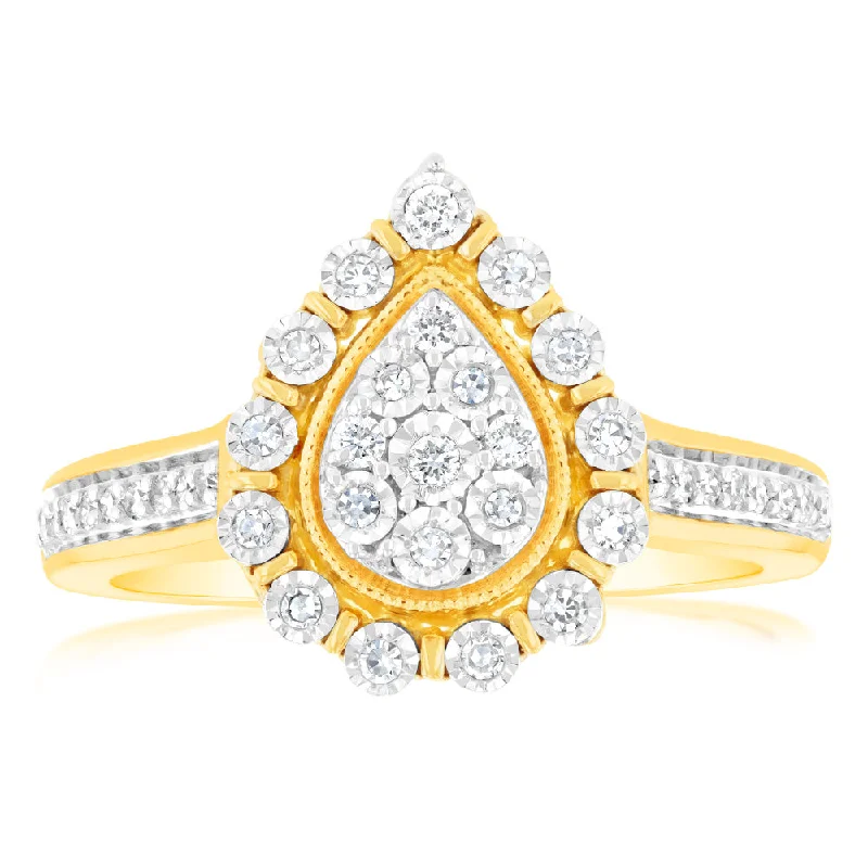 women’s solitaire engagement ring with diamond-Luminesce Lab Grown 1/5 Carat Diamond Ring in 9ct Yellow Gold