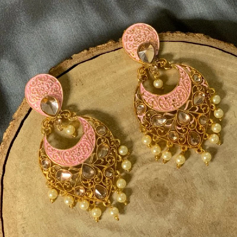 women’s platinum earrings-Darshana Jewels Gold Plated Meenakari Dangler Earrings