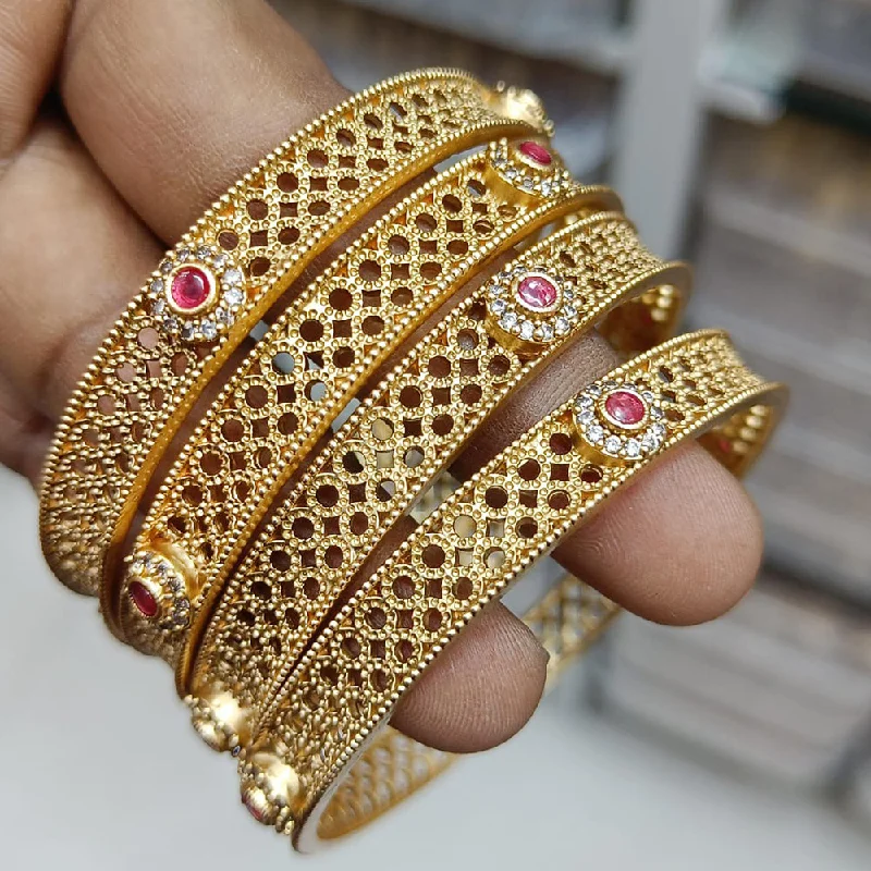 women’s cuff bracelet-Rani Sati Jewels Gold  Plated Pota  Bangles Set