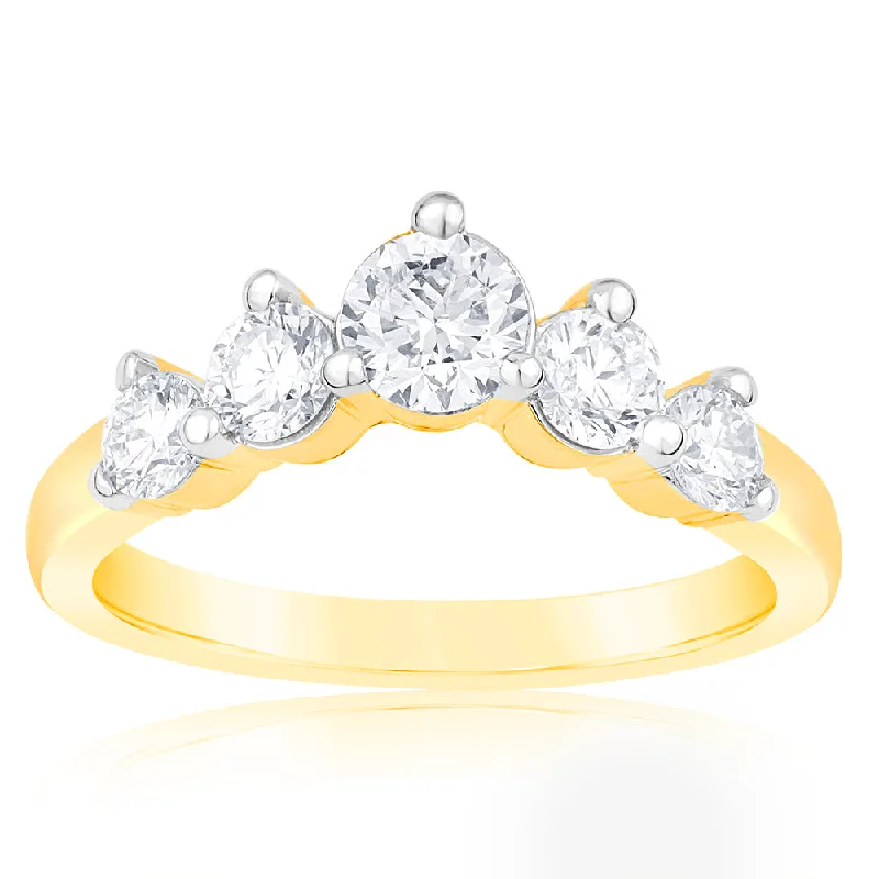 women’s promise engagement ring-Luminesce Lab Grown 1 Carat Eternity Curve Diamond Ring in 18ct Yellow Gold