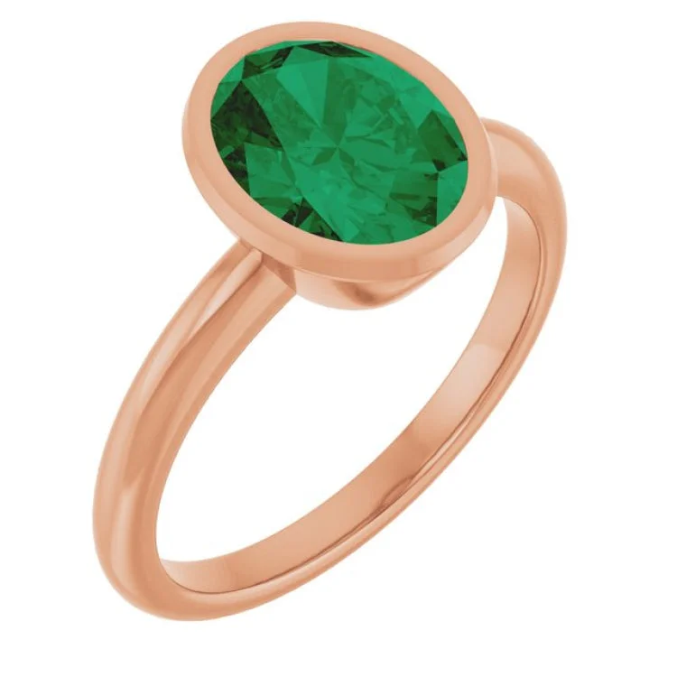 women’s promise ring for her-14K Rose Lab-Grown Emerald Ring