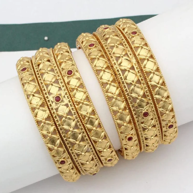 women’s personalized bracelet-Manisha Jewellery Gold Plated Pota Stone Bangles Set