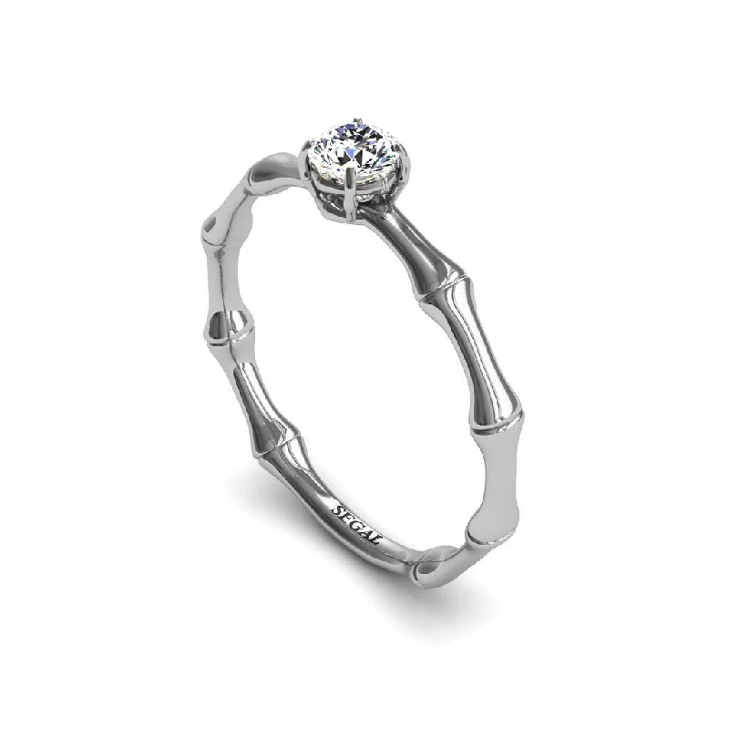 women’s statement engagement ring-Solitaire Bamboo Diamond Ring- Charlotte no. 3