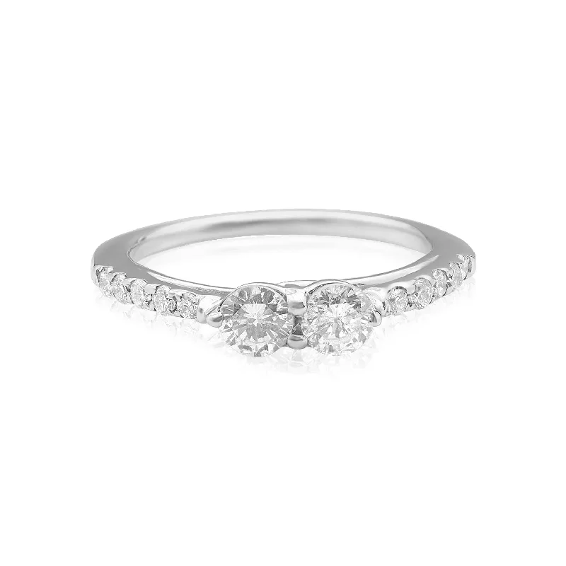 women’s classic engagement ring-Twin Diamond Ring