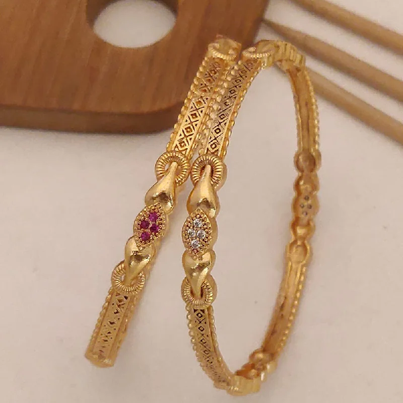 women’s birthstone bracelet-H K Fashion Gold Plated Bangle Set