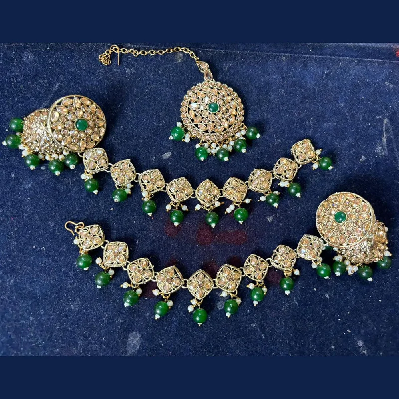 women’s gold earrings-Shree Chamunda Jewellers Gold Plated Crystal Stone And Beads Kanchain Jhumki Earrings