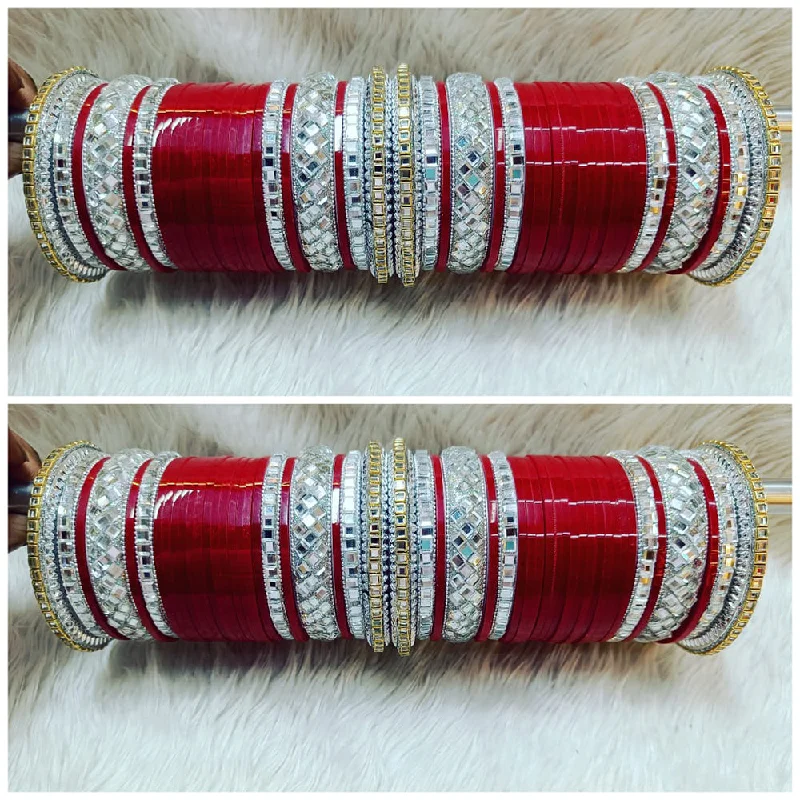 women’s custom gemstone bangle-Manisha Jewellery Gold Plated Mirror Bangles Set